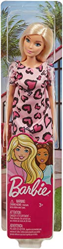 Barbie Doll, Blonde, Wearing Pink Heart-Print Dress and Platform Sneakers, for 3 to 7 Year Olds