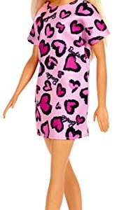 Barbie Doll, Blonde, Wearing Pink Heart-Print Dress and Platform Sneakers, for 3 to 7 Year Olds