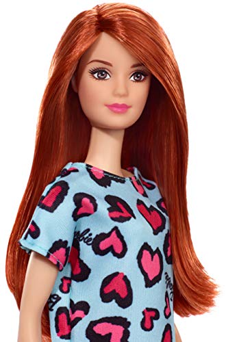 Barbie Doll, Red Hair, Wearing Yellow and Purple Heart-Print Dress and Platform Sneakers, for 3 to 7 Year Olds, Model:GHW48