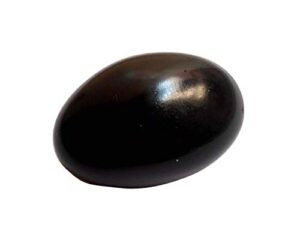 soilmade black marble shaligram, oval shape, stone made, size aprox 3cm and 60g, pack of 1 black marble shaligram in box