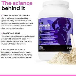 Gluteboost ThickFix Curve Enhancing Weight Gainer Shake - Grass-Fed Whey Protein Powder with Amino Acids - Increase Curves and Muscle Mass - Volumizer Supplement for Women - Creamy Vanilla