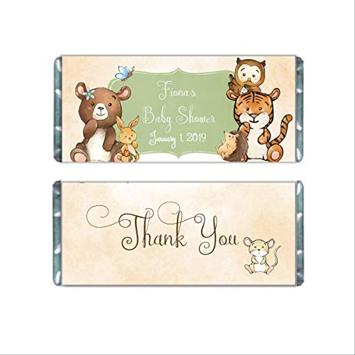 Personalized Candy Wrappers for Chocolate, Woodland Baby Shower Favors, Pack of 20, Hershey Bar Labels