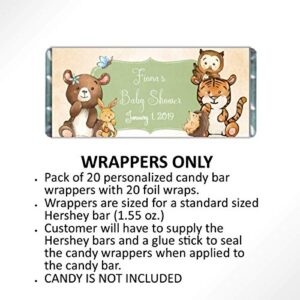 Personalized Candy Wrappers for Chocolate, Woodland Baby Shower Favors, Pack of 20, Hershey Bar Labels