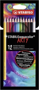 stabilo aquacolor arty watercolour colouring pencils pack of 12