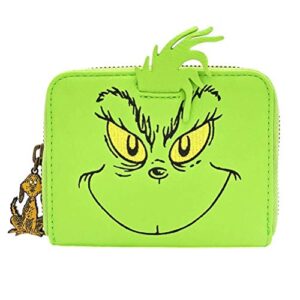 loungefly x dr. seuss the grinch cosplay zip around faux leather wallet