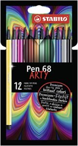 stabilo premium felt tip pen pen 68 arty wallet of 12 assorted colours