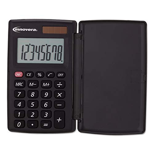 Innovera 15921 Pocket Calculator with Hard Shell Flip Cover, 8-Digit LCD