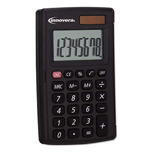 Innovera 15921 Pocket Calculator with Hard Shell Flip Cover, 8-Digit LCD