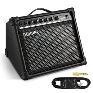donner dka-20 keyboard amplifier 20 watt keyboard amp with aux in and two channels, bass guitar amp, piano amplifier, electronic drum speaker support for microphone input
