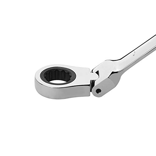 Jetech 1/2 Inch Flexible Head Gear Wrench, Industrial Grade Flex Ratcheting Spanner Made with Forged, Heat-Treated Cr-V Alloy Steel, Full Polished 12 Point Flex-Head Ratchet Combination Wrench, SAE