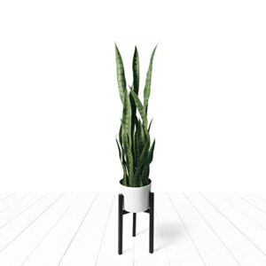 flybold artificial fake snake plants - faux indoor plant - modern decor artificial house plant - large faux sansevieria plant with 28 tall leaves - includes white pot and tripod - green - 36in
