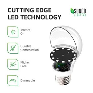 Sunco 10 Pack A19 LED Light Bulb 3W=40W Dimmable 4000K Cool White, 250 LM, E26 Medium Base, Indoor Outdoor, Super Bright, Instant On, Flicker Free, Frosted Lens, Lamp for Bedroom - UL