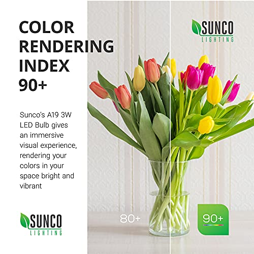 Sunco 10 Pack A19 LED Light Bulb 3W=40W Dimmable 4000K Cool White, 250 LM, E26 Medium Base, Indoor Outdoor, Super Bright, Instant On, Flicker Free, Frosted Lens, Lamp for Bedroom - UL