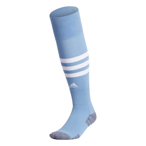 adidas 3-Stripe Hoop Soccer Socks for Boys, Girls, Men and Women (1-Pair), Team Light Blue/White, Small