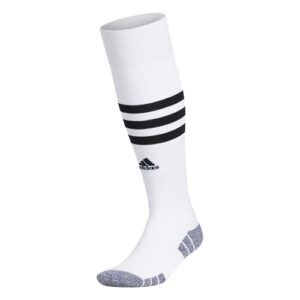 adidas 3-stripe hoop soccer socks (1-pair) with arch compression for a secure fit, white/black, large