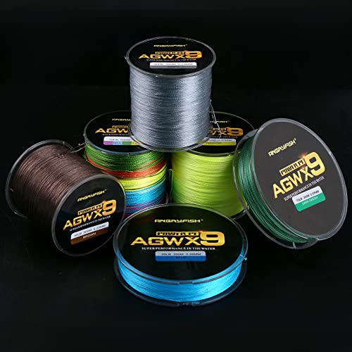 ANGRYFISH AGWX9 Braided Fishing Line,Cost-Effective Smooth Superline-Multiple Colors-Extremely Durable-Wonderful Tool for Fishing Enthusiast(Green,15LB/0.10MM-100M)