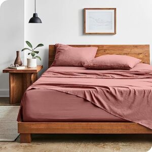 bare home sandwashed queen sheet set - premium 1800 ultra-soft microfiber bed sheets - double brushed - hypoallergenic - stain resistant (queen, sandwashed dusty rose)