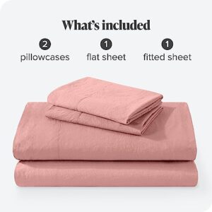 Bare Home Sandwashed Queen Sheet Set - Premium 1800 Ultra-Soft Microfiber Bed Sheets - Double Brushed - Hypoallergenic - Stain Resistant (Queen, Sandwashed Dusty Rose)