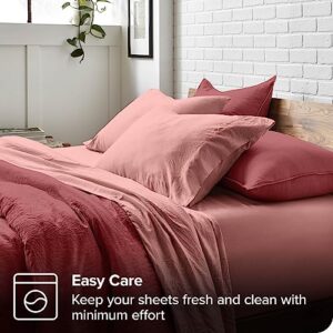 Bare Home Sandwashed Queen Sheet Set - Premium 1800 Ultra-Soft Microfiber Bed Sheets - Double Brushed - Hypoallergenic - Stain Resistant (Queen, Sandwashed Dusty Rose)