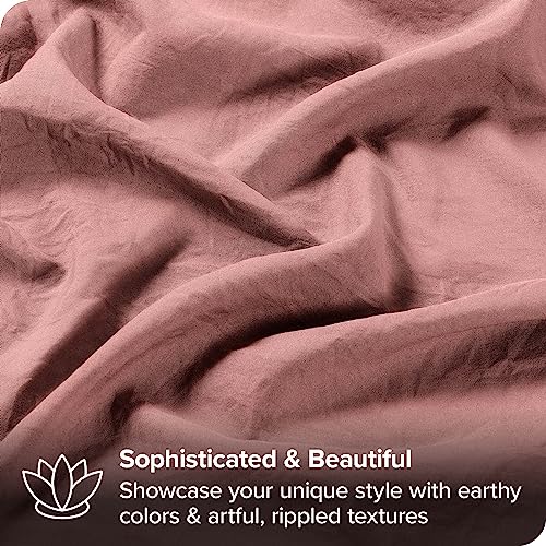 Bare Home Sandwashed Queen Sheet Set - Premium 1800 Ultra-Soft Microfiber Bed Sheets - Double Brushed - Hypoallergenic - Stain Resistant (Queen, Sandwashed Dusty Rose)