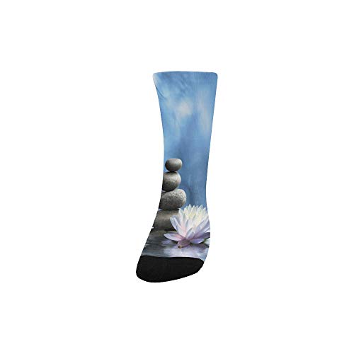 InterestPrint Spa Zen Basalt and Lotus Flowers Crew Socks Unisex Outdoor Casual Warm Socks for Kids Boys and Girls