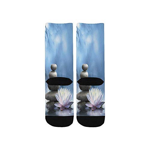 InterestPrint Spa Zen Basalt and Lotus Flowers Crew Socks Unisex Outdoor Casual Warm Socks for Kids Boys and Girls