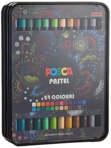 Posca Crayons Art Set of 24 Pastels, Art Supplies | Crayons for Adults and Kids Ages 2-4 and Up, Toddler Crayons and Adult Crayons, Crayons Bulk Coloring Set, Crayon Box |Try Posca Washable Markers