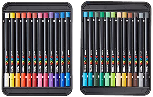 Posca Crayons Art Set of 24 Pastels, Art Supplies | Crayons for Adults and Kids Ages 2-4 and Up, Toddler Crayons and Adult Crayons, Crayons Bulk Coloring Set, Crayon Box |Try Posca Washable Markers