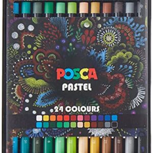 Posca Crayons Art Set of 24 Pastels, Art Supplies | Crayons for Adults and Kids Ages 2-4 and Up, Toddler Crayons and Adult Crayons, Crayons Bulk Coloring Set, Crayon Box |Try Posca Washable Markers