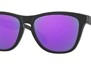 Oakley Frogskins OO9013H6 55M Matte Black/Prizm Violet Sunglasses For Men+BUNDLE Accessory Leash Kit+ BUNDLE with Designer iWear Care Kit