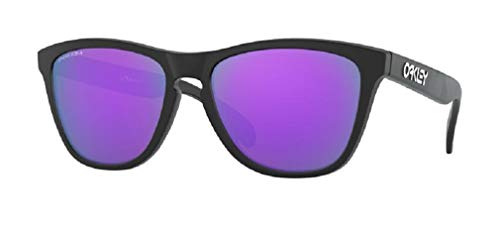 Oakley Frogskins OO9013H6 55M Matte Black/Prizm Violet Sunglasses For Men+BUNDLE Accessory Leash Kit+ BUNDLE with Designer iWear Care Kit