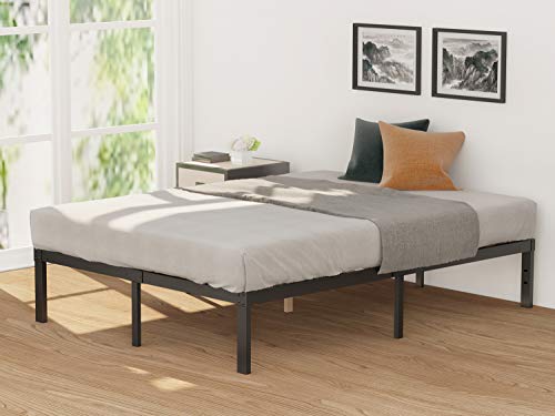 ZIORS 3500lbs Heavy Duty,14 Inch Steel & Wooden Slat Support Reinforced Platform Bed Frame,Mattress Foundation/No Box Spring Needed/Easy Assembly/Noise Free,Queen/King/California King (Full)