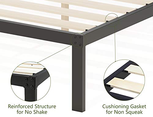 ZIORS 3500lbs Heavy Duty,14 Inch Steel & Wooden Slat Support Reinforced Platform Bed Frame,Mattress Foundation/No Box Spring Needed/Easy Assembly/Noise Free,Queen/King/California King (Full)