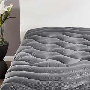 sleep zone cooling mattress topper california king, premium zoned cool mattress pad cover, padded mattress protector breathable washable, deep pocket 8-21" (grey, cal king)