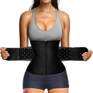 Nebility Women Waist Trainer Belt Tummy Control Waist Cincher Sport Waist Trimmer Sauna Sweat Workout Girdle Slim Belly Band(2XL,Black)