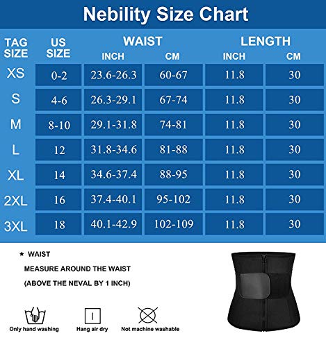 Nebility Women Waist Trainer Belt Tummy Control Waist Cincher Sport Waist Trimmer Sauna Sweat Workout Girdle Slim Belly Band(2XL,Black)