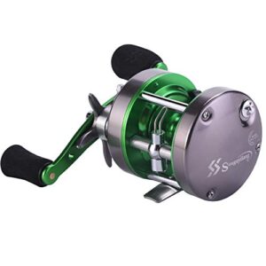 Sougayilang Round Baitcasting Reel Inshore Saltwater Fishing, Conventional Reel-Reinforced Metal Body for Catfish,Salmon/Steelhead, Striper Bass Fishing Reel