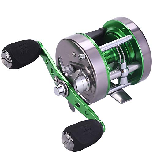 Sougayilang Round Baitcasting Reel Inshore Saltwater Fishing, Conventional Reel-Reinforced Metal Body for Catfish,Salmon/Steelhead, Striper Bass Fishing Reel