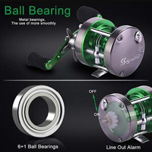 Sougayilang Round Baitcasting Reel Inshore Saltwater Fishing, Conventional Reel-Reinforced Metal Body for Catfish,Salmon/Steelhead, Striper Bass Fishing Reel