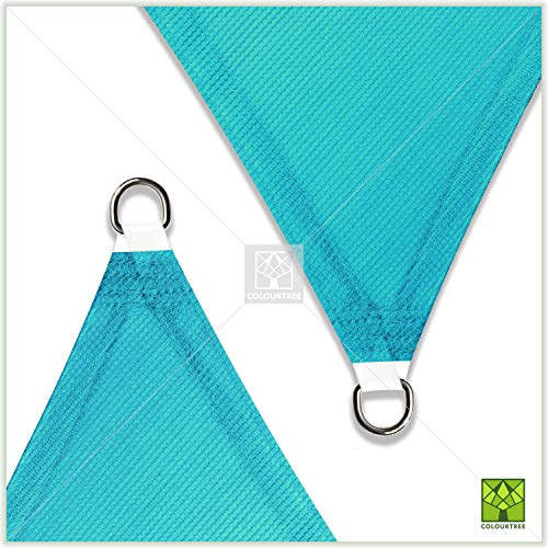 ColourTree 32' x 32' x 32' Turquoise Triangle CTAPT32 Sun Shade Sail & Canopy Mesh Fabric UV Block & Commercial Heavy Duty & 190 GSM 3 Years Warranty (We Make Custom Size)