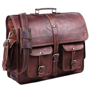 hulsh vintage leather laptop bag for men full grain large leather messenger bag for men 18 inches with rustic look best leather briefcase