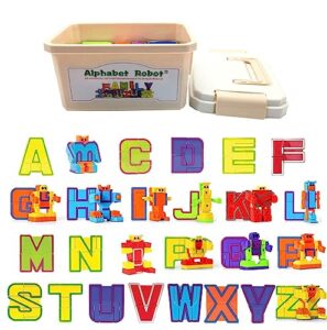 siiziitoo 26 pieces alphabet robots toys for kids, alphabots, letters, abc learning toys for toddlers education toy, carnival prizes classroom rewards, christmas toys gift