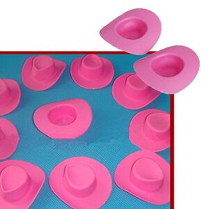 Acxico 10pcs Plastic Mini Miniature Cute Western Cowgirl Pink Cowboy Hat for Doll Dress Up Party Accessories