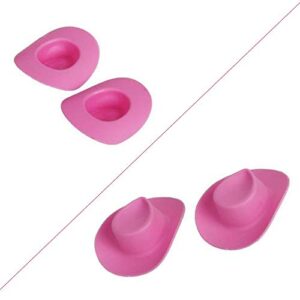 Acxico 10pcs Plastic Mini Miniature Cute Western Cowgirl Pink Cowboy Hat for Doll Dress Up Party Accessories