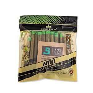 king palm mini size natural pre wrap palm leafs (1 pack of 25, 25 rolls total) - pre rolled cones - all natural cones - corn husk filter - preroll cones - prerolled cones with filter - organic cones