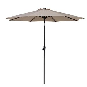 grand patio 9 ft enhanced aluminum patio umbrella, uv protected outdoor umbrella with auto crank and push button tilt, beige