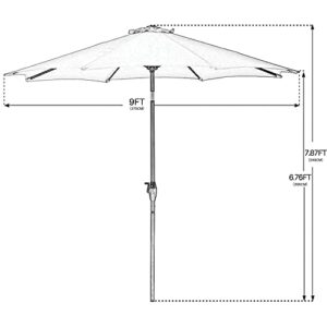 Grand patio 9 FT Enhanced Aluminum Patio Umbrella, UV Protected outdoor Umbrella with Auto Crank and Push Button Tilt, Beige