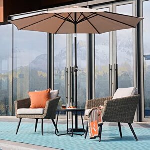 Grand patio 9 FT Enhanced Aluminum Patio Umbrella, UV Protected outdoor Umbrella with Auto Crank and Push Button Tilt, Beige