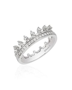 jewelili enchanted disney fine jewelry sterling silver 1/5 cttw majestic princess crown ring, size 7