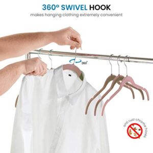 Premium Velvet Shirt Hangers (50 Pack) Non Slip Clothes Hangers, Ultra Slim Hangers Gain 50% Closet Space, 360° Swivel Hook, Clothes Hangers for Tops, Dress Shirts, Blouses, Strappy Dresses, Delicates